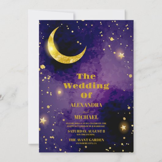 宇宙宇宙パープル銀河系結婚ズ 招待状 (正面)