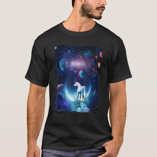 宇宙宇宙ランダム銀河系グラフィックユニコーンt tシャツ (正面)
