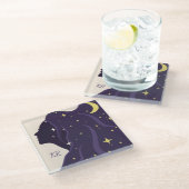 宇宙宇宙レディーパープル金ゴールド星パーソナライズ ガラスコースター (アングル)