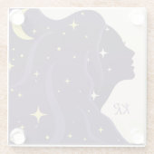 宇宙宇宙レディーパープル金ゴールド星パーソナライズ ガラスコースター (裏面)