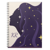 宇宙宇宙レディーパープル金ゴールド星パーソナライズ ノートブック (正面)