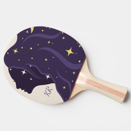 宇宙宇宙レディーパープル金ゴールド星パーソナライズ 卓球ラケット (横)