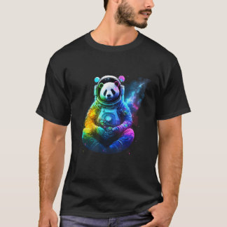 宇宙宇宙動物のパンダカラフル宇宙飛行士 Tシャツ