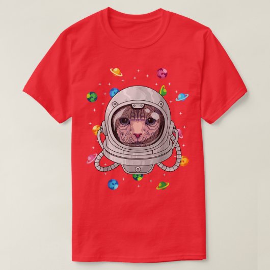 宇宙宇宙宇宙の中のSphyn宇宙飛行士の猫の深い宇宙 Tシャツ (デザイン正面)