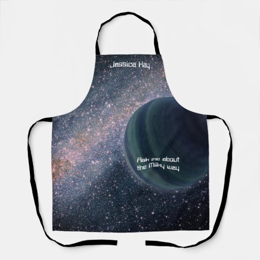 宇宙宇宙銀河系テーマ名前をカスタムする エプロン (正面)