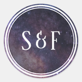 宇宙宇宙銀河系モノグラム封筒用シール ラウンドシール