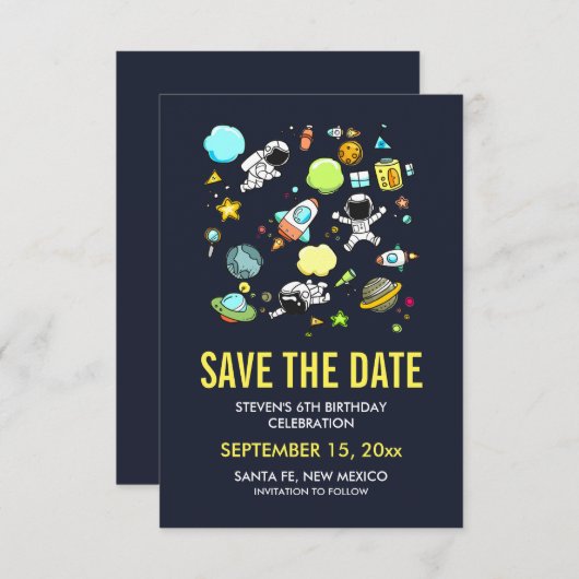 宇宙宇宙飛行士とロケットの日付を保存 セーブザデート (正面/裏面)