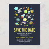 宇宙宇宙飛行士とロケットの日付を保存 ポストカード (正面)