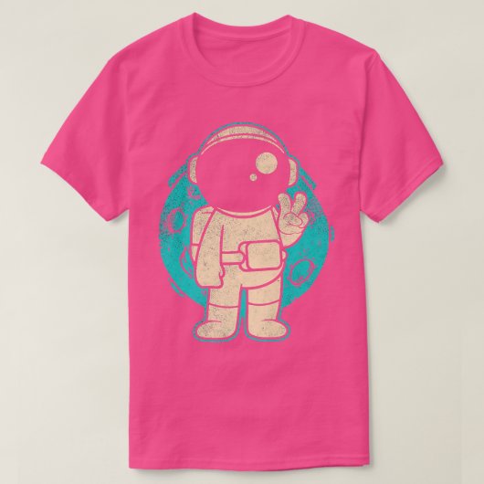 宇宙宇宙飛行士と平和のサイン Tシャツ (デザイン正面)