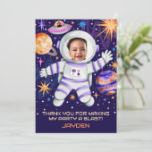 宇宙宇宙飛行士と惑星とUFO写真 サンキューカード (スタンド正面)