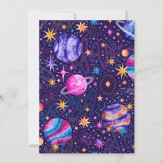 宇宙宇宙飛行士と惑星とUFO写真 サンキューカード (裏面)