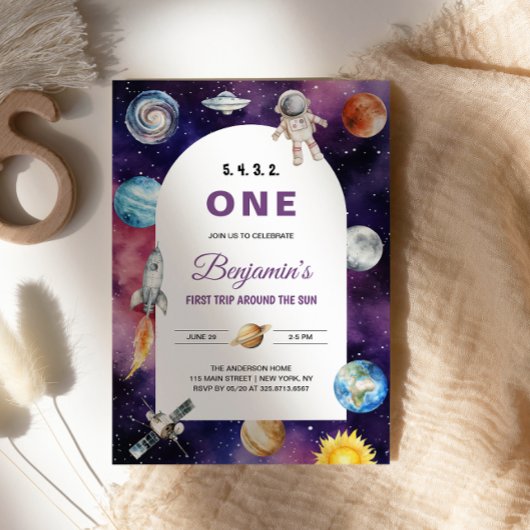 宇宙宇宙飛行士のまわりに初の太陽誕生日 招待状