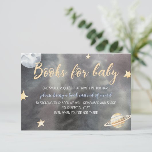 宇宙宇宙飛行士のベビーカード用の赤ちゃんシャワーブック 招待状 (スタンド正面)