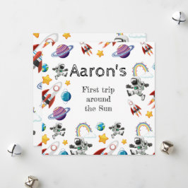 宇宙宇宙飛行士の最初の誕生日パーティーの招待 シーズンカード