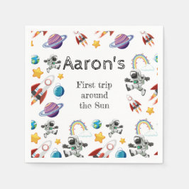 宇宙宇宙飛行士の最初の誕生日パーティーの招待 スタンダードカクテルナプキン
