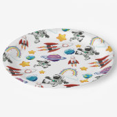 宇宙宇宙飛行士の最初の誕生日パーティーの招待 ペーパープレート (アングル)