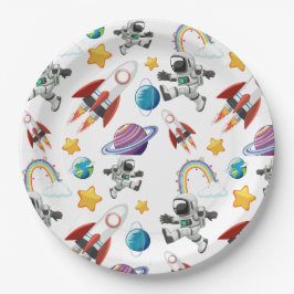 宇宙宇宙飛行士の最初の誕生日パーティーの招待 ペーパープレート