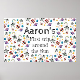 宇宙宇宙飛行士の最初の誕生日パーティーの招待 ポスター