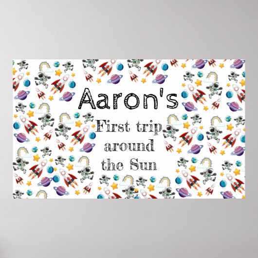 宇宙宇宙飛行士の最初の誕生日パーティーの招待 ポスター (正面)