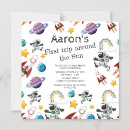 宇宙宇宙飛行士の最初の誕生日パーティーの招待 マグネット招待状