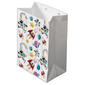 宇宙宇宙飛行士の最初の誕生日パーティーの招待 ミディアムペーパーバッグ (正面アングル)