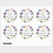 宇宙宇宙飛行士の最初の誕生日パーティーの招待 ラウンドシール (シート)