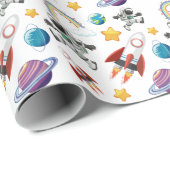 宇宙宇宙飛行士の最初の誕生日パーティーの招待 ラッピングペーパー (ロールコーナー)