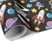 宇宙宇宙飛行士の最初の誕生日パーティーの招待 ラッピングペーパー (ロールコーナー)