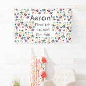 宇宙宇宙飛行士の最初の誕生日パーティーの招待 横断幕 (インサイチュ)