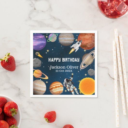 宇宙宇宙飛行士の最初の誕生日パーティー スタンダードカクテルナプキン (インサイチュ)