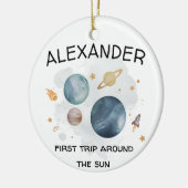 宇宙宇宙飛行士の最初の誕生日パーティー セラミックオーナメント (左)