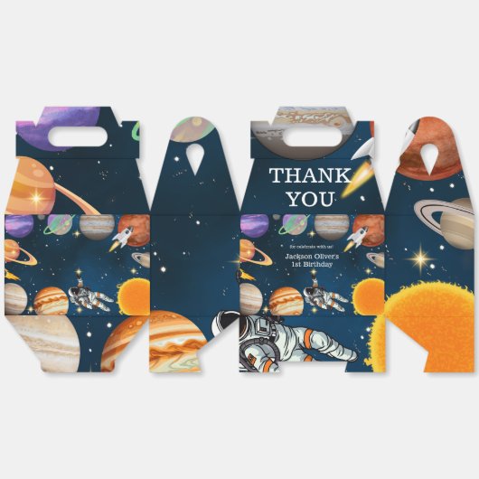宇宙宇宙飛行士の最初の誕生日パーティー フェイバーボックス (見開き)