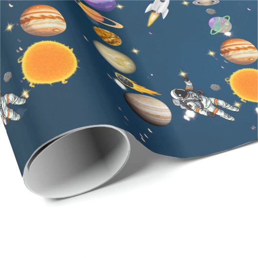 宇宙宇宙飛行士の最初の誕生日パーティー ラッピングペーパー (ロールコーナー)