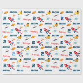 宇宙宇宙飛行士の最初の誕生日パーティー ラッピングペーパー (フラット)