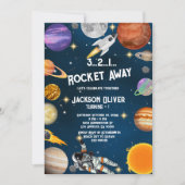 宇宙宇宙飛行士の最初の誕生日パーティー 招待状 (正面)