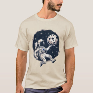 宇宙宇宙飛行士の月付きシャツ Tシャツ
