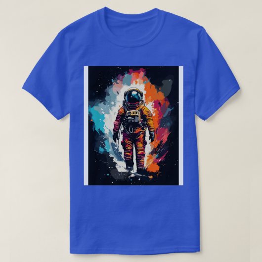 宇宙宇宙飛行士の水絵画色の抽象芸術 Tシャツ (デザイン正面)