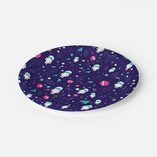 宇宙宇宙飛行士の漫画 ペーパープレート (アングル)