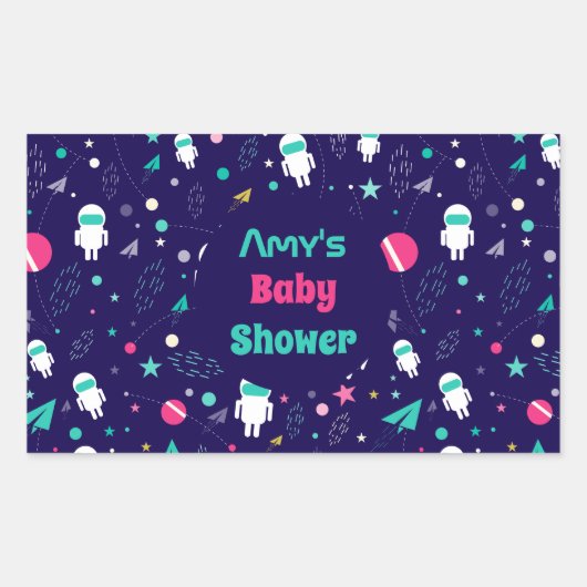 宇宙宇宙飛行士の漫画 長方形シール (正面)