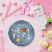 宇宙宇宙飛行士の移動式ベビーシャワー ペーパープレート (パーティー)