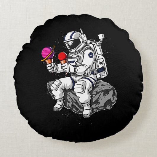 宇宙宇宙飛行士アイスクリーム惑星宇宙銀河系 ラウンドクッション (正面)