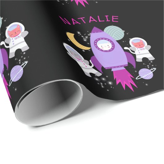 宇宙宇宙飛行士ガールズ誕生日 ラッピングペーパー (ロールコーナー)