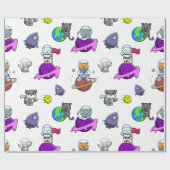 宇宙宇宙飛行士キャットプラネットラッピング紙 ラッピングペーパー (フラット)