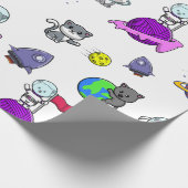 宇宙宇宙飛行士キャットプラネットラッピング紙 ラッピングペーパー (角)