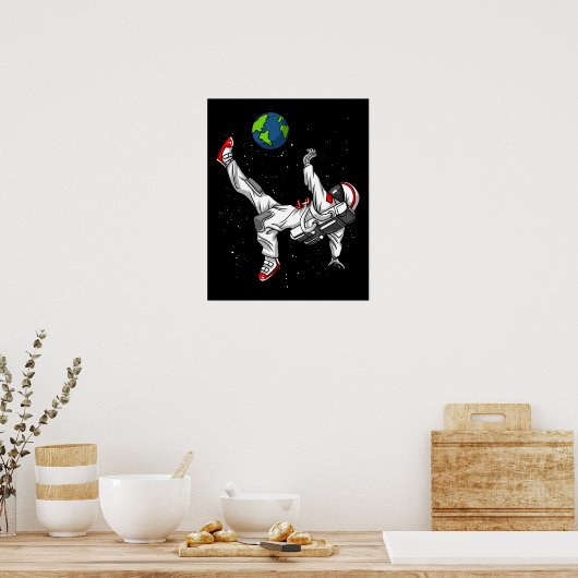 宇宙宇宙飛行士サッカー宇宙飛行士 ポスター (キッチン)