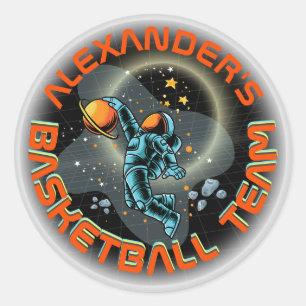 宇宙宇宙飛行士スラムダンククールキッズおもしろいバスケットボール ラウンドシール