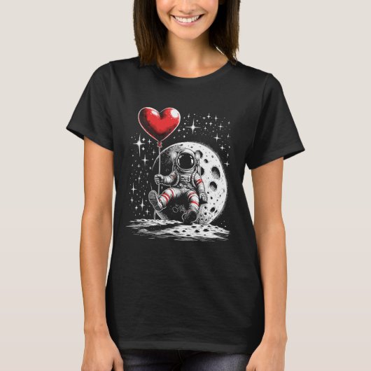 宇宙宇宙飛行士ハートロンバレンタインデー Tシャツ (正面)