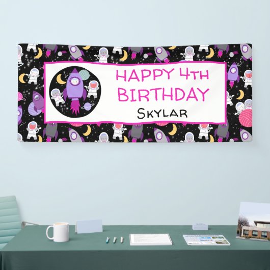 宇宙宇宙飛行士パープル誕生日 横断幕 (トレードショー)