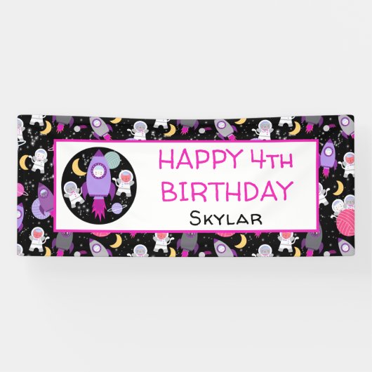宇宙宇宙飛行士パープル誕生日 横断幕 (横)