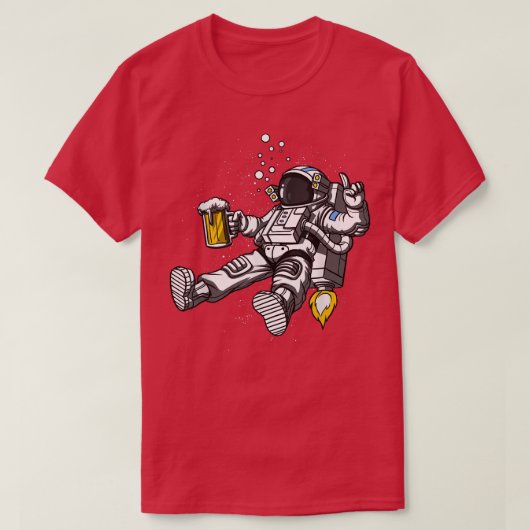 宇宙宇宙飛行士ビール飲みおもしろいパーティー宇宙M Tシャツ (デザイン正面)